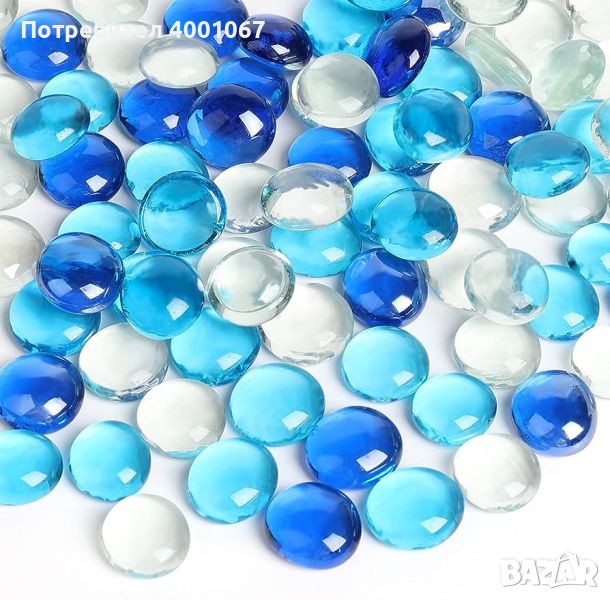 стъклени перли в бяло и светло синьо, снимка 1
