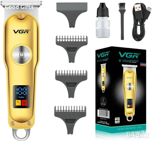 Машинка за подстригване VGR V-290 – LED дисплей, TURBO режим, USB-C зареждане, снимка 1