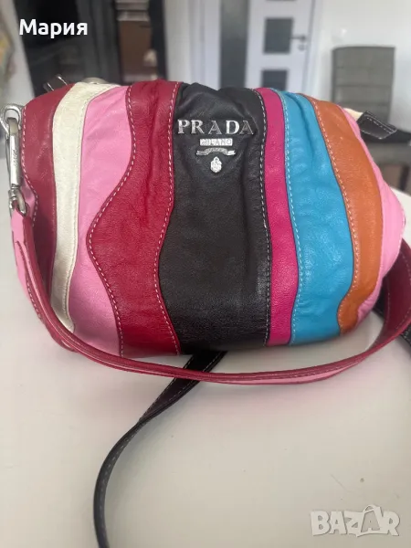 Малка многоцветна чанта Прада/Prada от естествена кожа.  , снимка 1