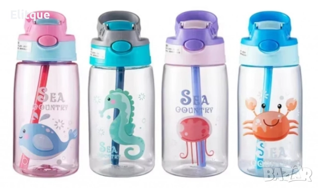 Детска бутилка за вода със сламка 480мл, снимка 7 - Други стоки за дома - 52840522