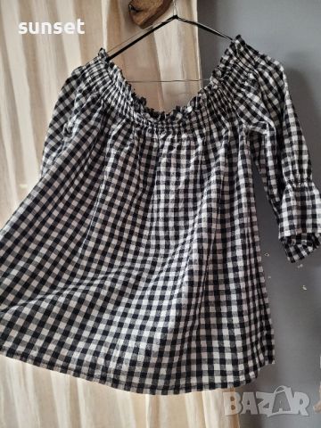 ризка,блуза на каре, черно и бяло, 100% памук- 40 размер, снимка 8 - Ризи - 46317469