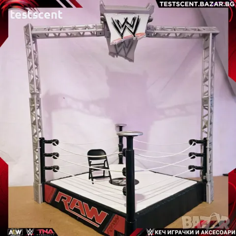 Ринг за играчки WWE Raw Mattel Wrestling Ring Spring Loaded Launcher 2012 кеч wrestling арена arena, снимка 1 - Колекции - 48723736