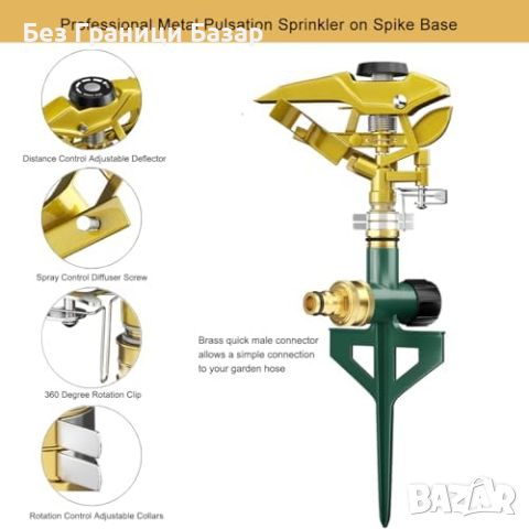 Нов Метален Спринклер с Широк Обхват за Поливане на Градина двор, снимка 3 - Други - 45187525