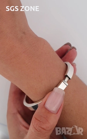 Сребърна стилна твърда гривна , снимка 2 - Гривни - 52954300