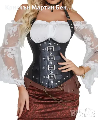 Елегантен Черен Корсет с кръпени ръкави