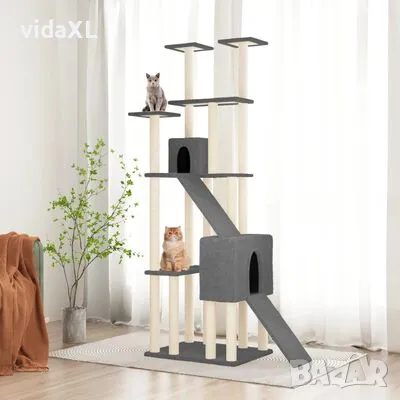 vidaXL Котешко дърво със сизалени стълбове, тъмносиво, 190 см(SKU:171650), снимка 2 - За котки - 48129113