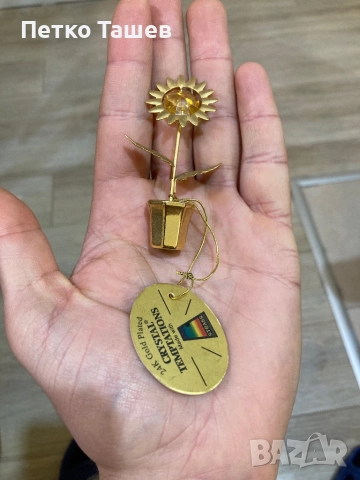 Декоративно цвете Crystal Temptations – 24K Gold Plated, снимка 4 - Декорация за дома - 52907783