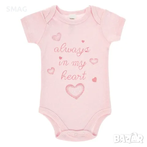 Бебешко памучно боди с къс ръкав, розови сърца на точки Always in my Heart S_1233526