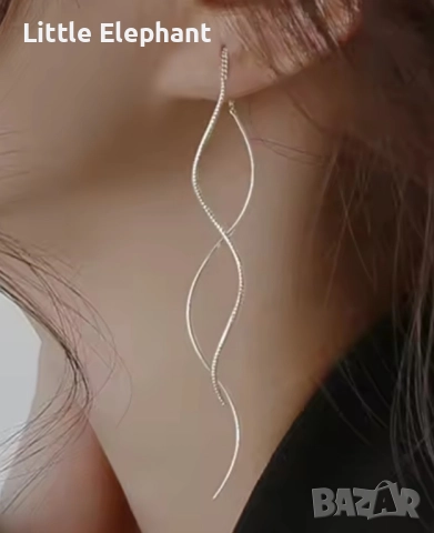 Pre order Дизайнерски модел сребърни висящи обеци вълни,колекция"Wedding jewelry"/нови