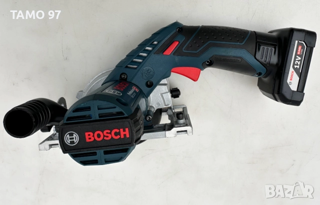 BOSCH GKS 12V-26 - Акумулаторен циркуляр 2x12V 6.0Ah като нов!, снимка 7 - Триони и циркуляри - 52888481