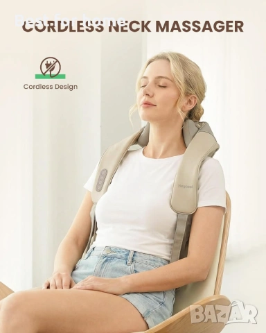  Heycool Безжичен шиацу масажор за врата и раменете- три режима на масаж и регулируеми скорости, снимка 4 - Други - 53753346