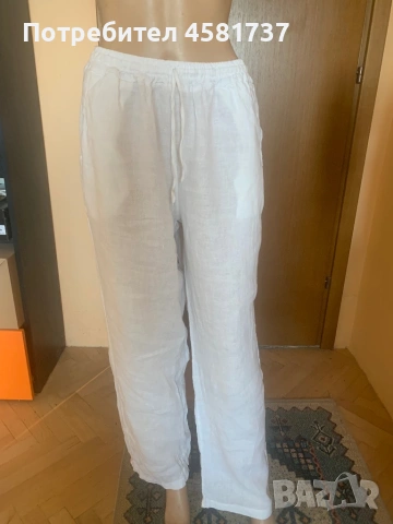 Летен сет- ленена риза райе синьо и бяло и бял летен панталон, снимка 8 - Ризи - 54173821