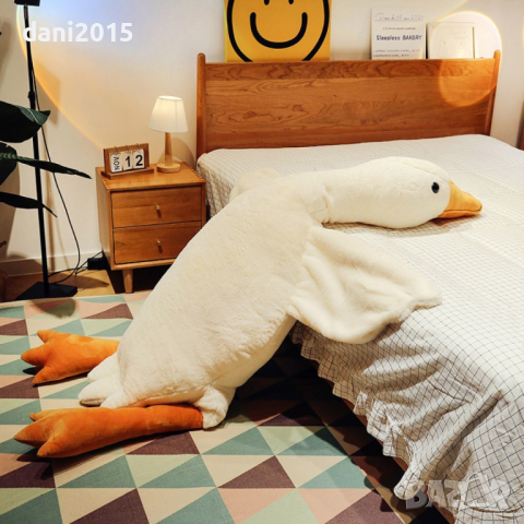 Възглавница във формата на голяма, плюшена, бяла гъска, снимка 6 - Плюшени играчки - 45037202