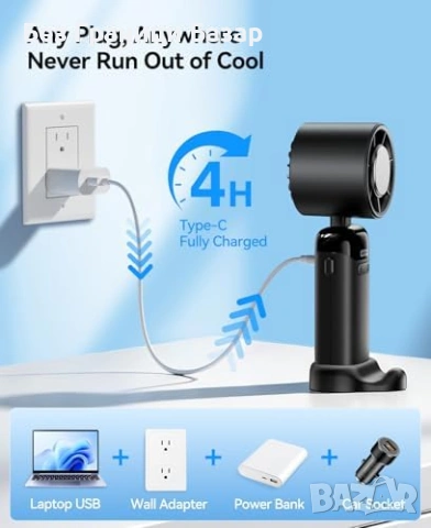 Нов Ръчен вентилатор с ледено охлаждане до 14 часа USB акумулаторен за лято, снимка 9 - Друга електроника - 53887869