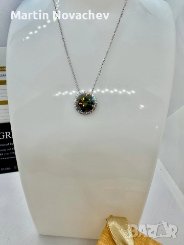 Сребърно колие с мойсанит (Диамант) 5 карата, снимка 2 - Колиета, медальони, синджири - 51685277