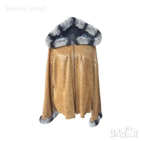 Луксозно дамско палто от естествена кожа с косъм чинчила, снимка 5 - Якета - 51513183