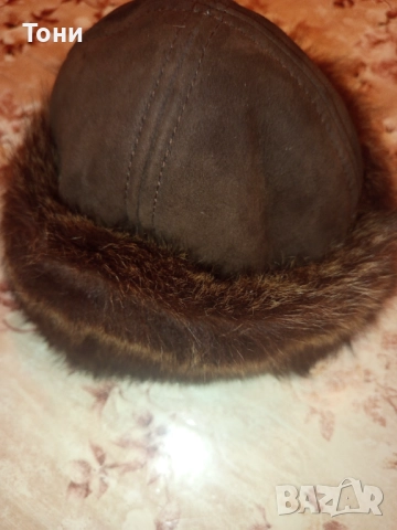 Нова Дамска Зимна Шапка от Естествен Косъм Норка , снимка 4 - Шапки - 52842653