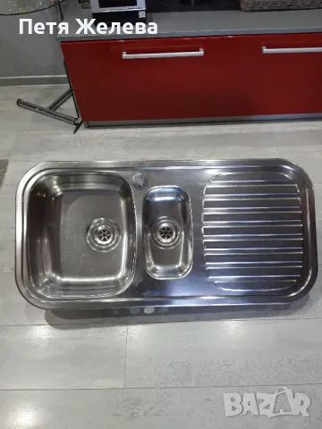 Двойна емайлирана мивка със сифон  97,7/48см, снимка 9 - Мивки - 50280277