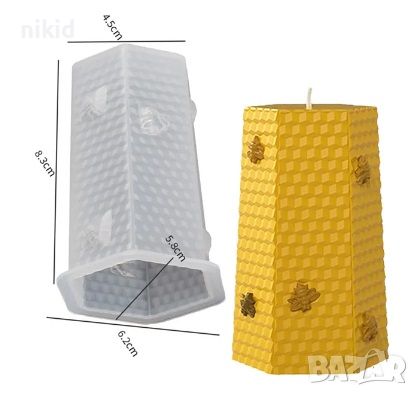 3d Килийки пчелна пита стеснен шестоъгълник силиконов молд форма калъп шоколад гипс сапун свещ , снимка 1 - Форми - 45597547