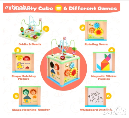 Монтесори сортер,дървено кубче,образователно, снимка 5 - Музикални играчки - 53838041