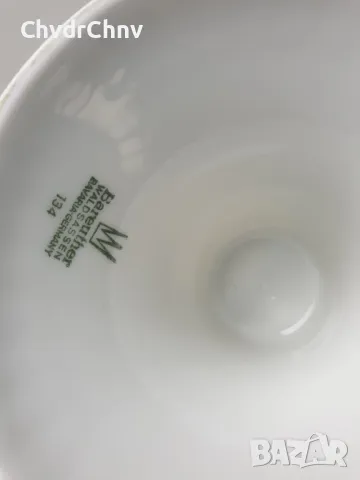 2бр Bareuther Бавария стара немска пиедестална порцеланова чиния-купа-фруктиера-ваза, снимка 6 - Вази - 49829459