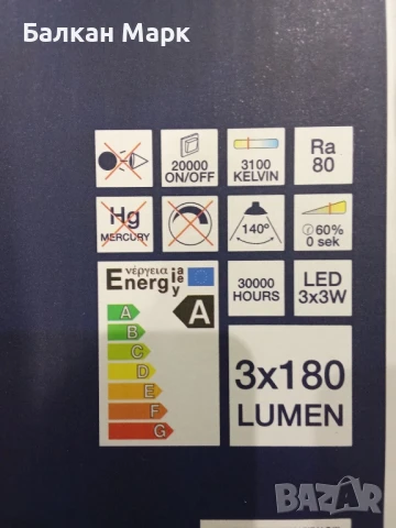 НОВА дизайнерска лампа Nordlux Crystal – LED 3x3W (≈60W), бяла, снимка 4 - Лампи за таван - 50779337