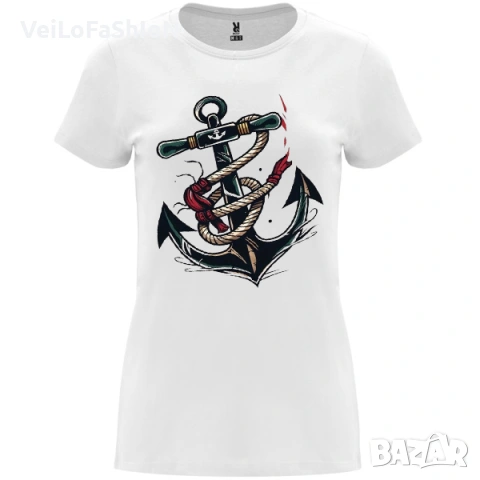 Нова дамска тениска с Котва, Морски стил 