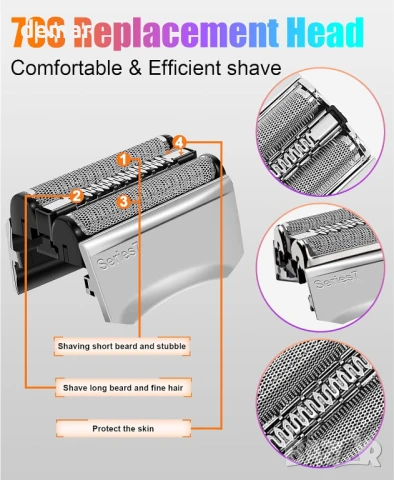 Резервна глава за електрическа самобръсначка, съвместима с Braun Series 70S, 2 броя, снимка 3 - Електрически самобръсначки - 50766761