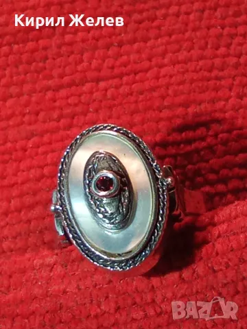 Старинен СЕДЕФЕН СРЕБЪРЕН ПРЪСТЕН СРЕБРО ВИСОКА ПРОБА с 3 ПЕЧАТА и МИНИАТЮРЕН НАТУРАЛЕН РУБИН 49991, снимка 15 - Антикварни и старинни предмети - 49294855