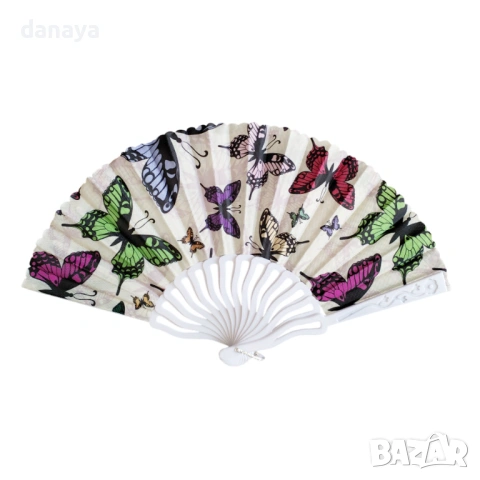6452 Сгъваемо дамско ветрило с пеперуди за разхлаждане и подарък, снимка 6 - Други - 53673727