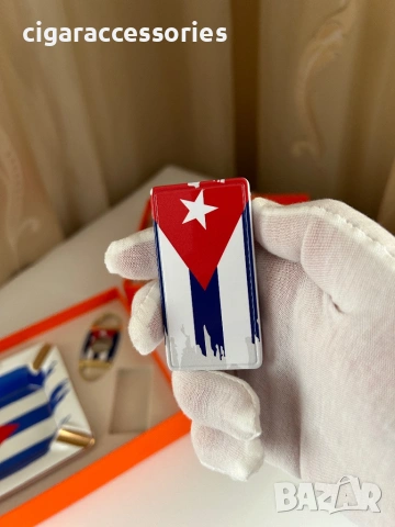 Луксозен подаръчен комплект за пури – пепелник, запалка и резачка, снимка 8 - Запалки - 53028087