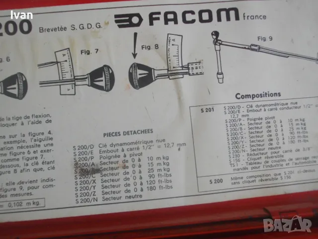 FACOM S 200 FRANCE Професионален Разтегателен Динамометричен ключ Висок клас 0-25 m kg /0-180 ft-lbs, снимка 5 - Други инструменти - 47280222