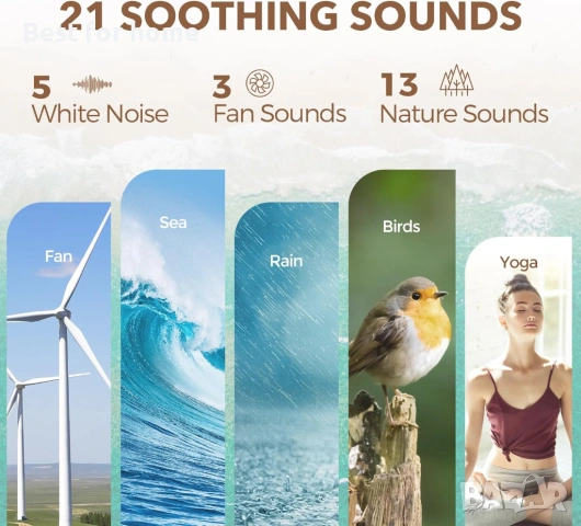 ANJANK часовник с бял шум, будилник с Bluetooth високоговорител, снимка 7 - Други - 53407300