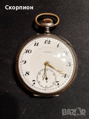 Швейцарски СРЕБЪРЕН джобен часовник - WALDO - 1901г.  - 10 РУБИНА - ПРОМОЦИЯ