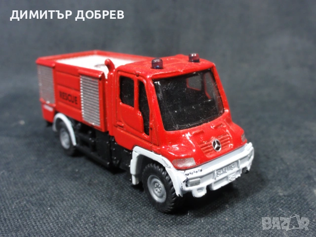 МЕТАЛНА КОЛИЧКА ПОЖАРНА КОЛА MERCEDES UNIMOG SIKU, снимка 5 - Колекции - 53151732