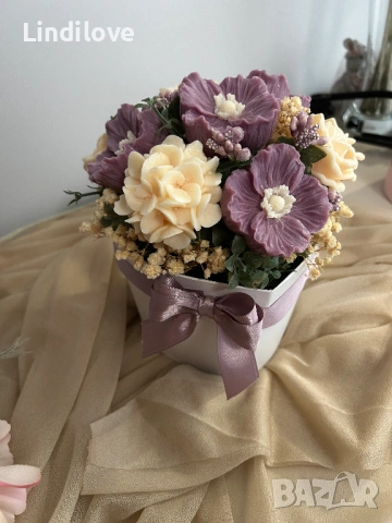 Букет от восъчни цветя, снимка 4 - Декорация за дома - 53885051
