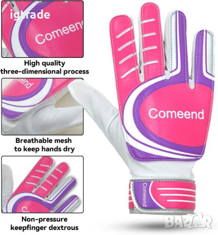 Футболни вратарски ръкавици, wecdoit, унисекс, латекс, розови, размер 7, снимка 2 - Футбол - 45147868