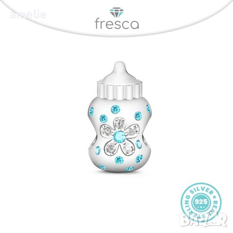 Талисман Fresca по модел тип Пандора сребро проба 925 Pandora Baby Bottle Charm. Колекция Amélie, снимка 1 - Гривни - 41922186