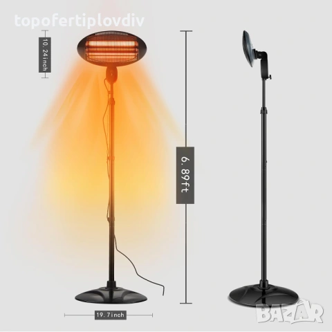 Кварцова печка за тераса, градина Donyer Power 2000W, Гаранция, снимка 2 - Отоплителни печки - 53944504