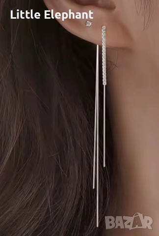 Pre order Сребърни висящи дълги pplein обеци "Water diamond",колекция"Winter Holidays"/нови