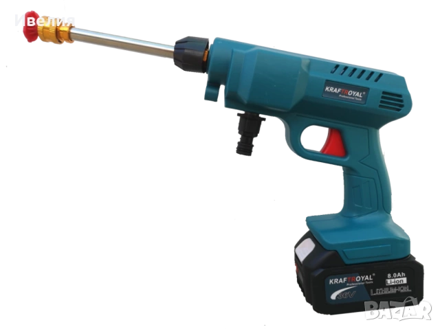 Водоструйка KraftRoyal с 2 Батерии 36V 8Ah с Налягане 30 Бара в Куфар с Аксесоари, снимка 3 - Други машини и части - 53165803