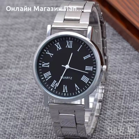 Елегантен мъжки кварцов часовник от неръждаема стомана, с римски цифри и 40 мм циферблат, снимка 5 - Мъжки - 52348982