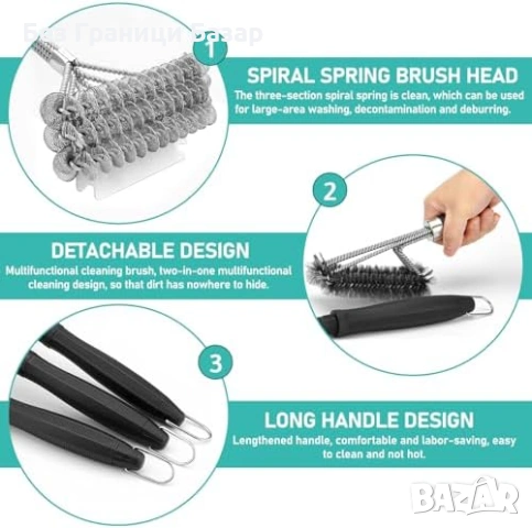 Нова BBQ четка за почистване на газова въглищна скара грил с метална стъргалка, снимка 2 - Други стоки за дома - 53985925