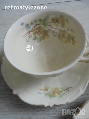 № 8312 Стар порцеланов сервиз Bavaria – чаши и чинийки с цветен декор , снимка 7 - Други ценни предмети - 51947713