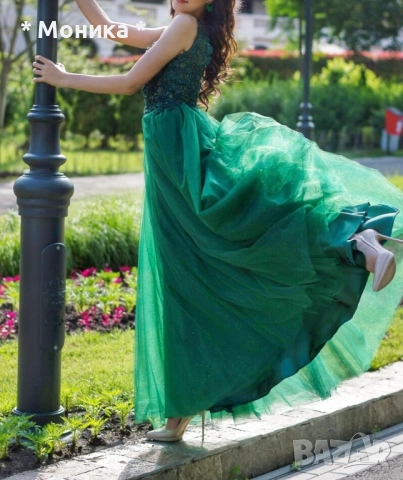 Тъмнозелена бална рокля, снимка 7 - Рокли - 52471917