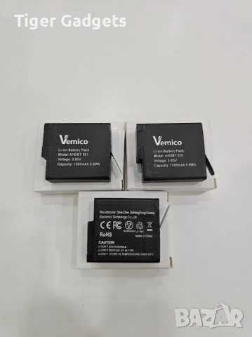 Vemico комплект 3 батерии 1500mAh + 3-канално зарядно за GoPro Hero 7 6 5 Hero 2018 USB-C съвместими, снимка 2 - Чанти, стативи, аксесоари - 54144099