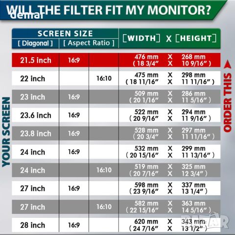 Екран за поверителност на компютъра STARY 21,5-инчов филтър за 16:9 широк екран, снимка 2 - Други - 45287573