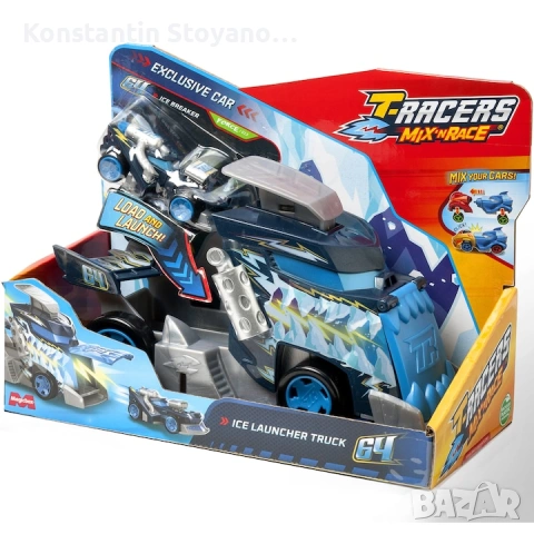 Комплект за игра T-Racers - Ice Launcher Truck СИН, снимка 2 - Коли, камиони, мотори, писти - 54276452