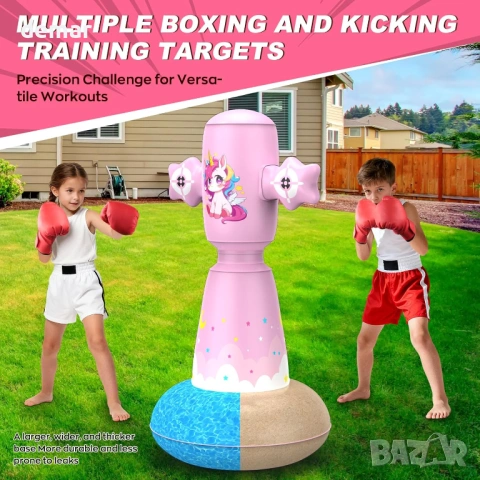 Надуваема боксова круша за деца 3-8 години, 147 см, боксови ръкавици, снимка 5 - Други - 53391238