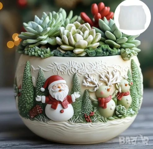 Молд буркан кашпа дядо Коледа с елени